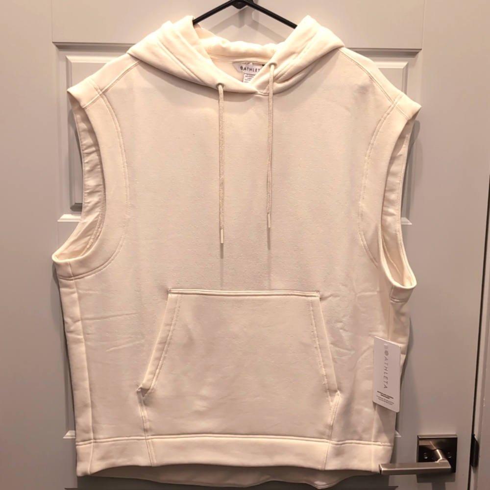Athleta Hoodie Sleeveless Sweatshirt, NWT, M, Cream